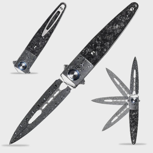 Couteau Pliant En Damas <br> Tranchant d'Exception