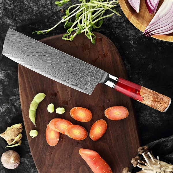 Couteau Cuisine Japonais Manche Rouge