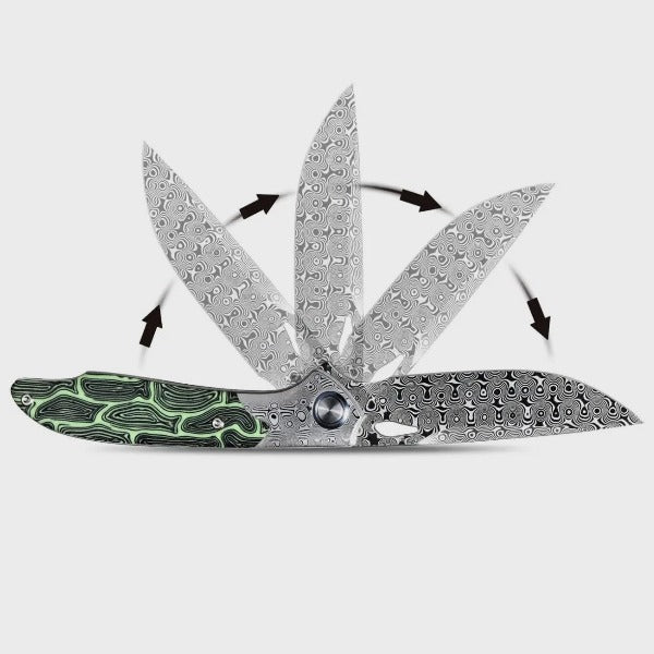 Couteau Pliant En Damas Haut De Gamme